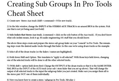 creating subgroups, stems in pro tools