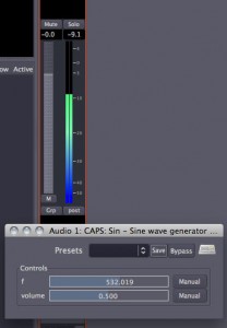 Ardour CAPS sine wave generator