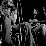 Led Zeppelin acoustic on stage. Page and Plant.