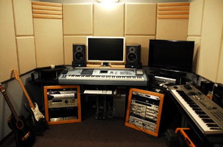 Project studio with acoustic panels