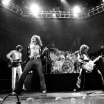Led Zeppelin concert. Photo. Black and white. Glam shot