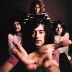 Led Zeppelin studio shot photo. Jimmy Page in front