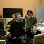 Radiohead band in the studio with nigel godrich