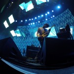 Radiohead Concert Stage. Fisheye, blue photo