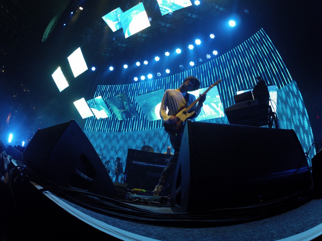 Radiohead Concert Stage. Fisheye, blue photo