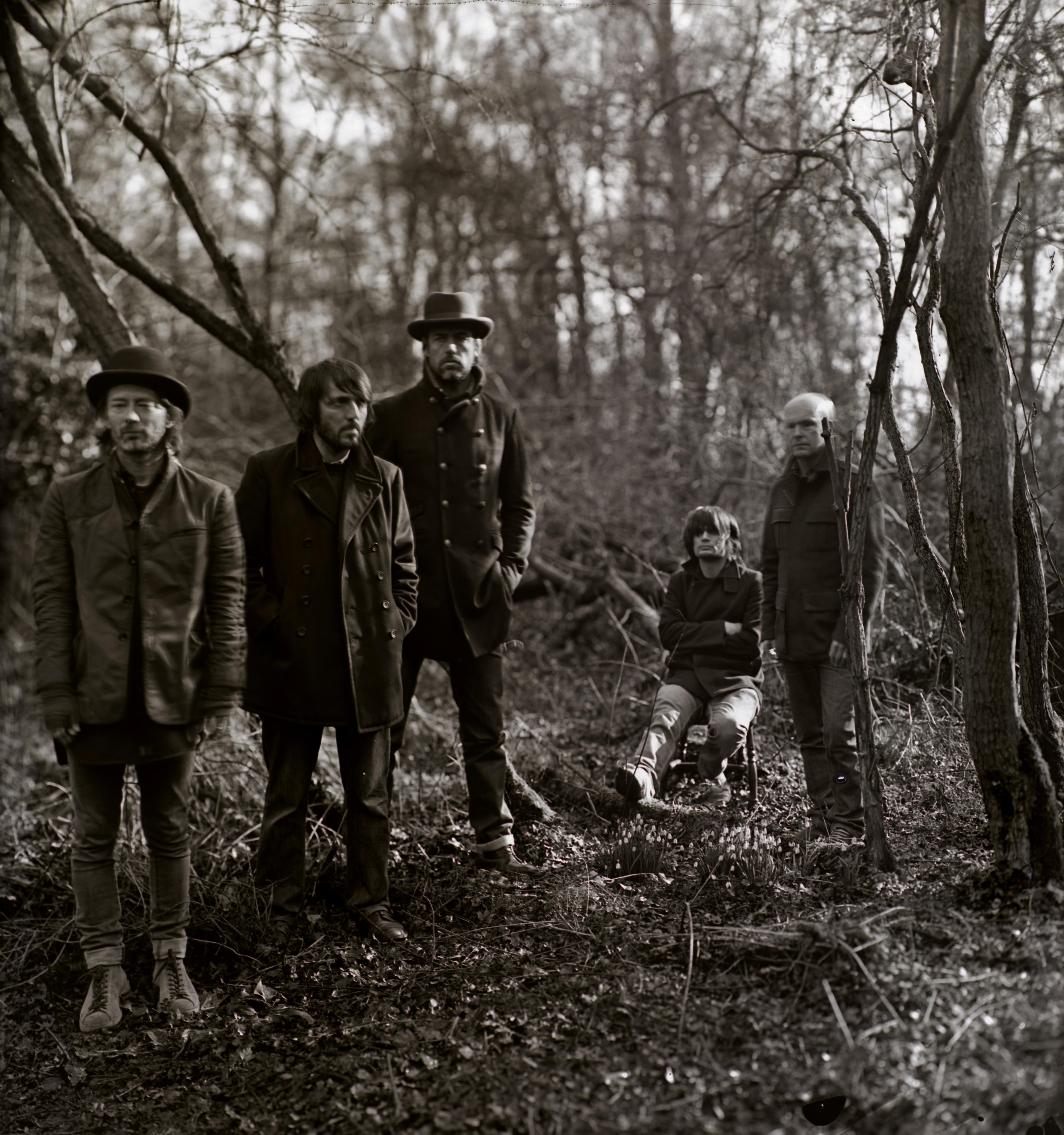 Radiohead in a Forest. Warm clothes. Photo.