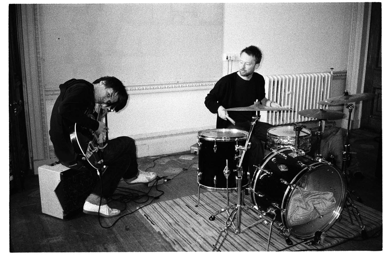Radiohead Thom Yorke, Jonny Greewood photo black and white