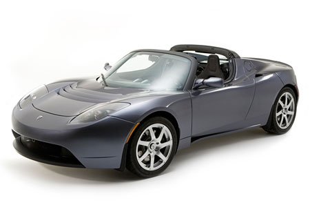 Tesla Roadster, grey, electric car