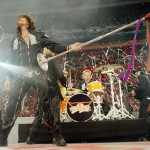 Steven Tyler in fron during Aerosmith stadium concert