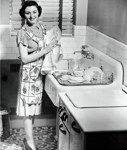 housewife washing in the 1950s. 