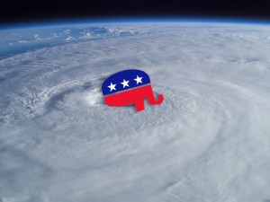 Republican Elephant in a hurricane