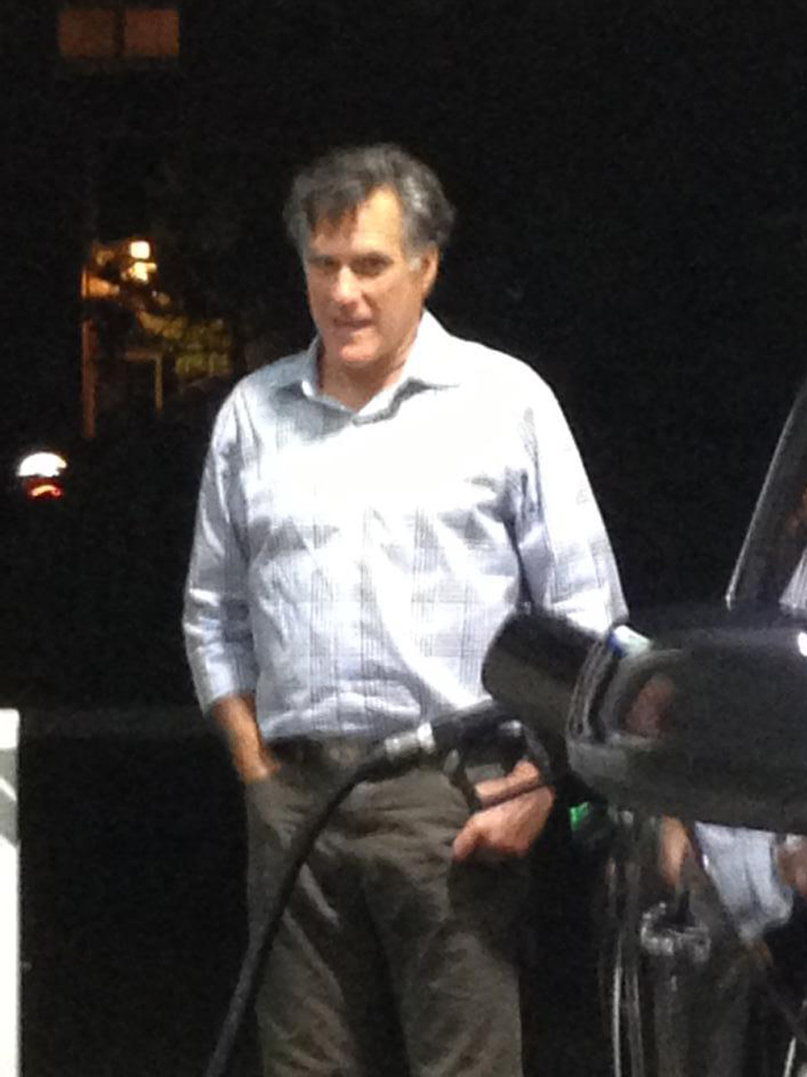 Mitt Romney post election pumping his own gas