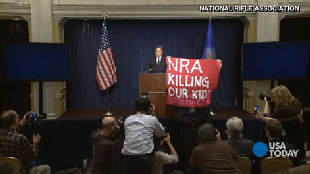 NRA CEO press conference. More guns & blame everyone else.