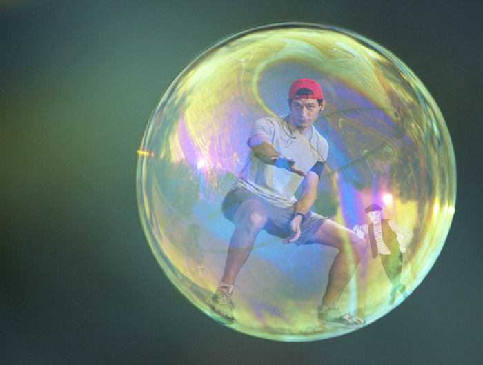 Paul Ryan Posing in a Republican Bubble hat and mime