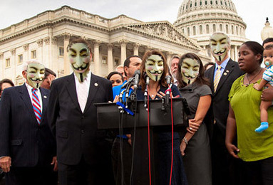 Tea Party Caucus with masks on