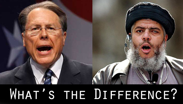 Wayne LaPierre and Abu Hamaz al-Masri