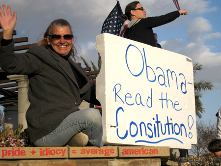 Misspelled political sign. Americans are idiots with politics.