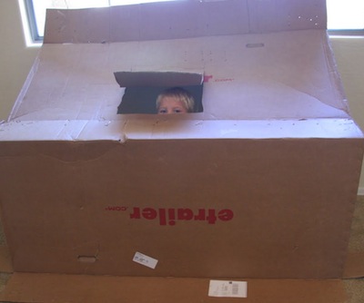 Inside a box fort