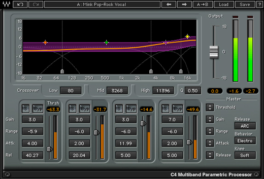 screenshot of C4 multi-band compressor plugin