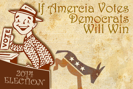 American voter. Democrats can win 2014 election if they get out the vote. Old style drawing