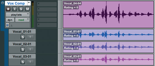 Pro Tools screen shot. vocal stacks