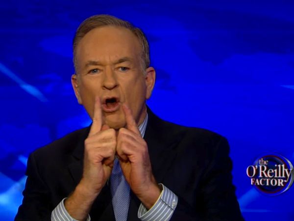 Bill O'Reilly on TV selling his brand of Professional Republicanism