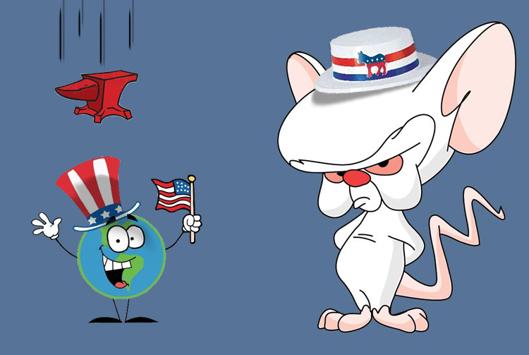 Democrat brain destroy world cartoon
