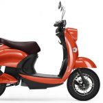 Red UNU electric scooter, spare battery
