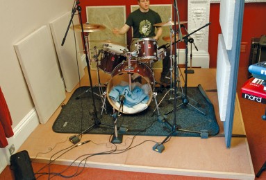 Drum riser in recording studio