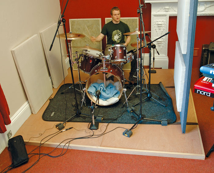 drum riser in studio