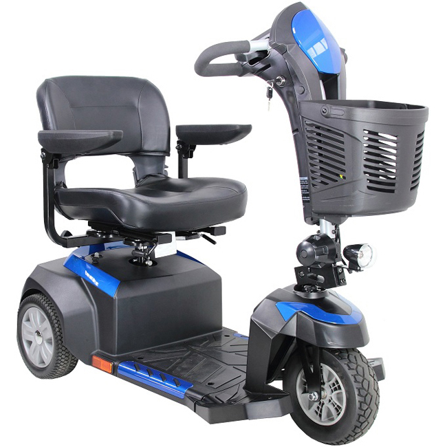 3-wheel mobility scooter, blue, indoor/outdoor