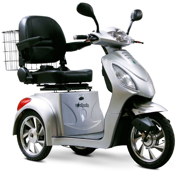 E-Wheels Mobility Scooter, three wheel, outdoor, silver