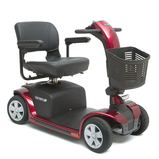 Pride 4-wheel mobility scooter, deep red, indoor/outdoor