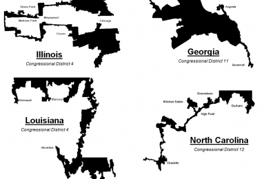 Map of gerrymandered congressional districts