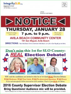 SLO Supervisor "Debate" In Avila Beach Promotion