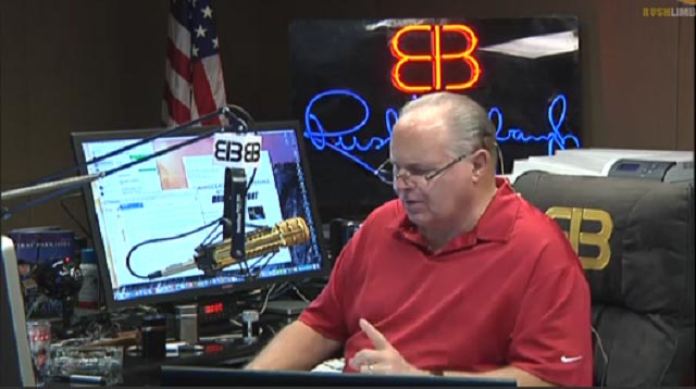 Rush Limbaugh at microphone