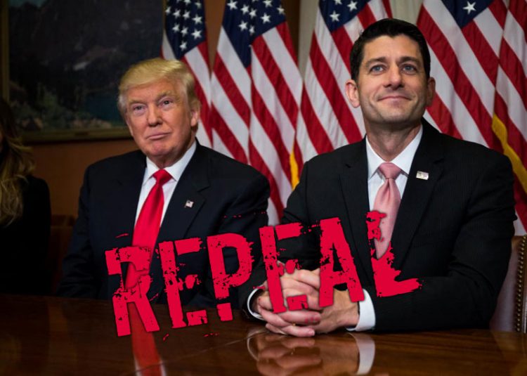 Donald Trump sitting with Paul Ryan