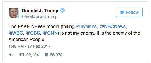 Trump tweet against news media