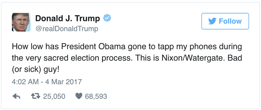 Trump Wiretap Tweets: Obama Is Once Again The Preferred Enemy