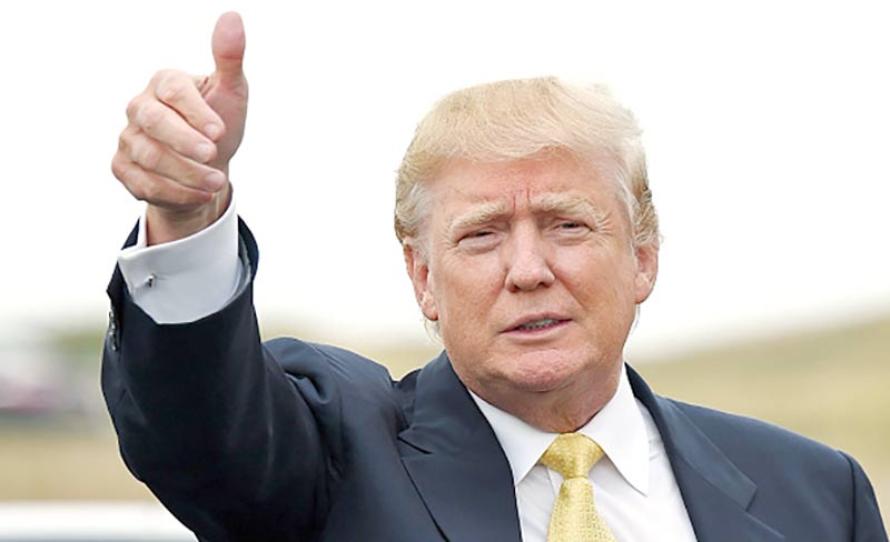 Donald Trump, thumbs up, white background