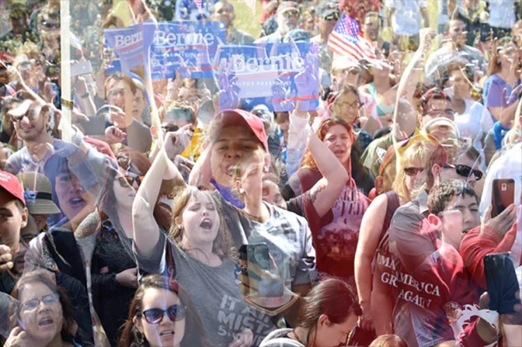 Bernie Sanders is the same as Donald Trump, supporters shouting